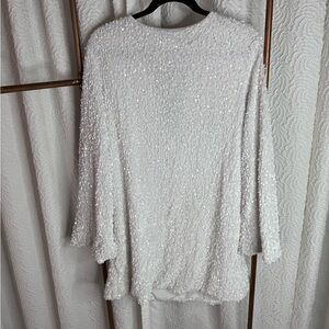 Elegant White Sequin Midi Dress